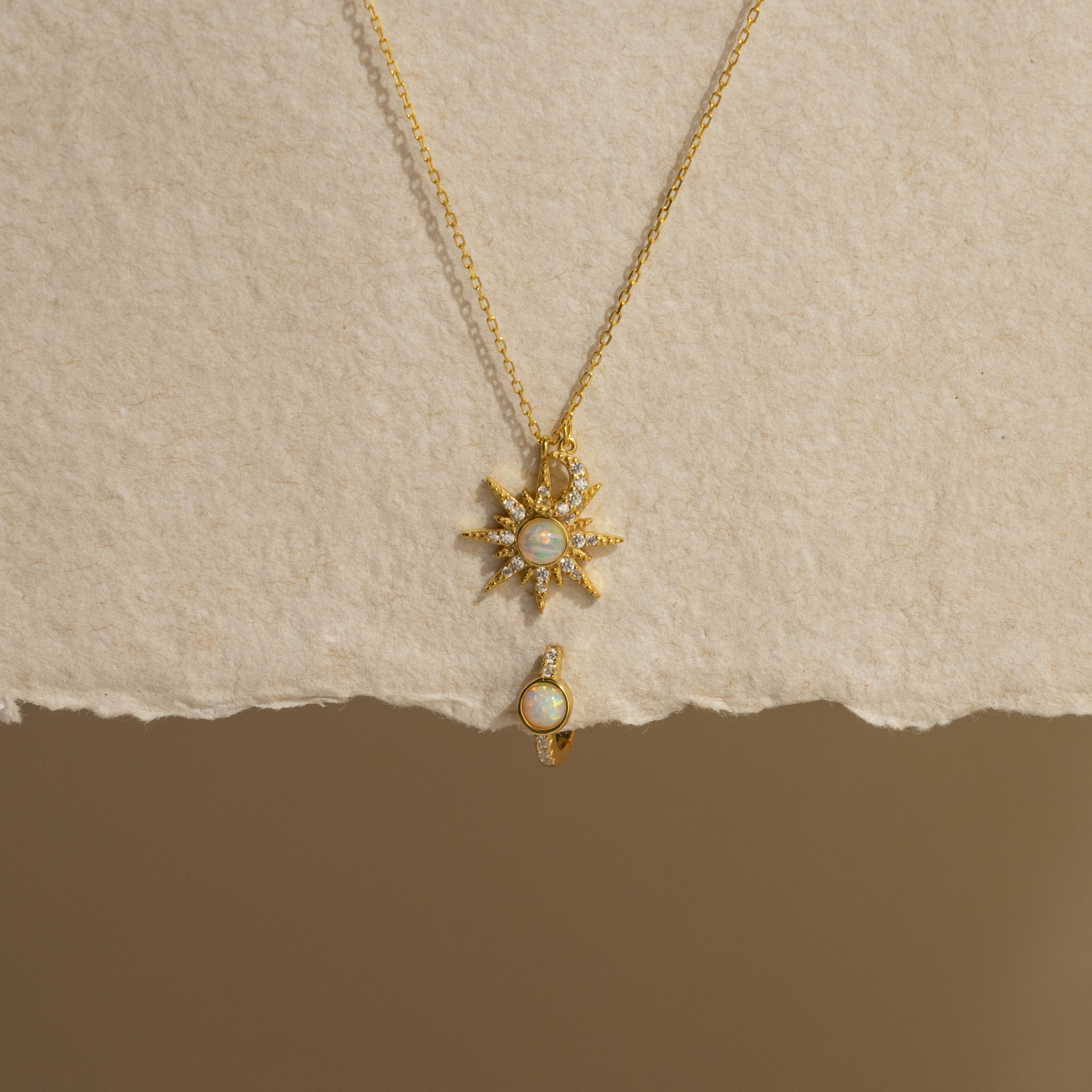 Opal Sun & Moon Jewelry Set 18K Gold